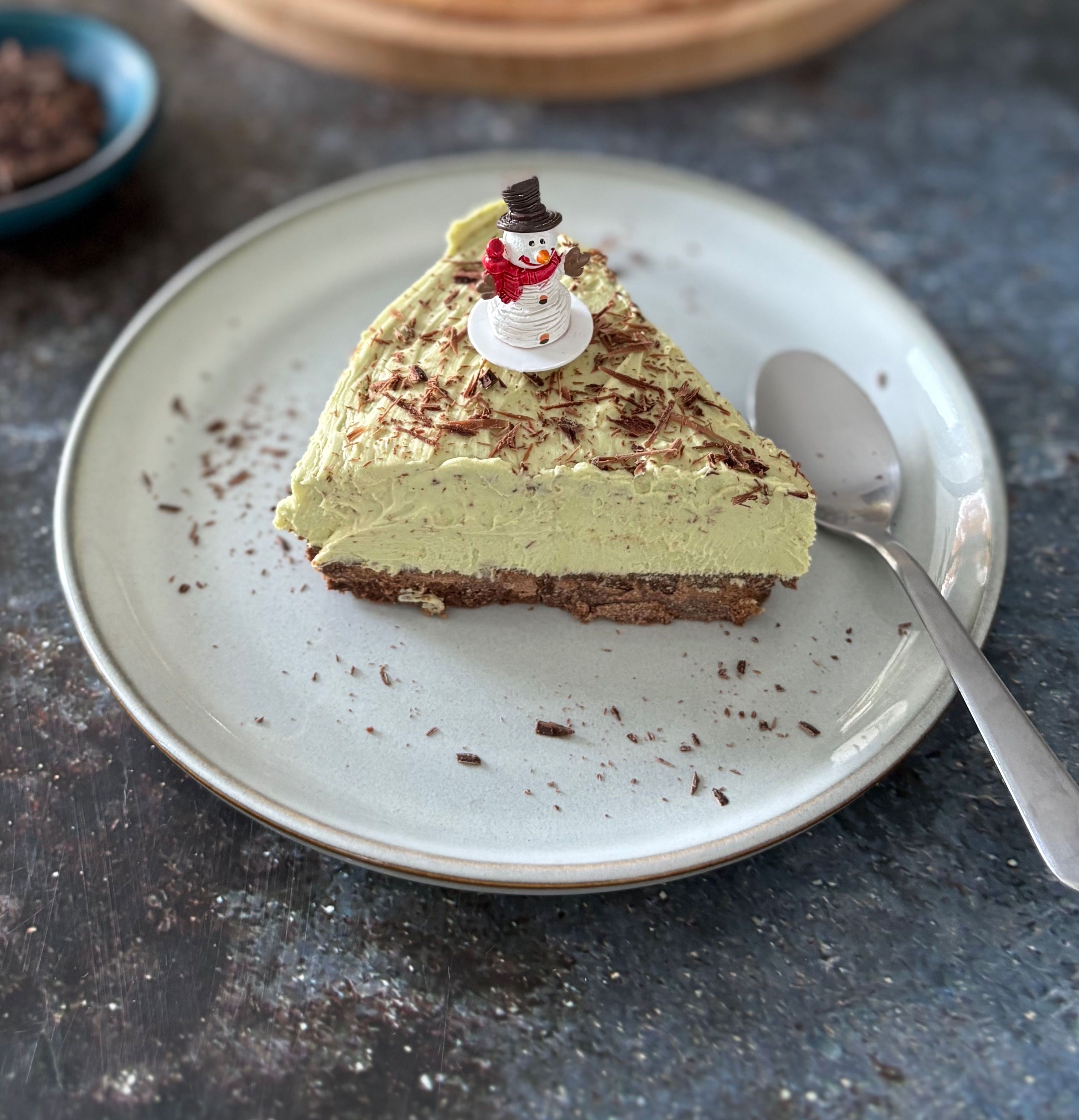 Pistachio and chocolate cheesecake