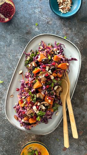 mushroom-sweet-potato-and-tahini-salad